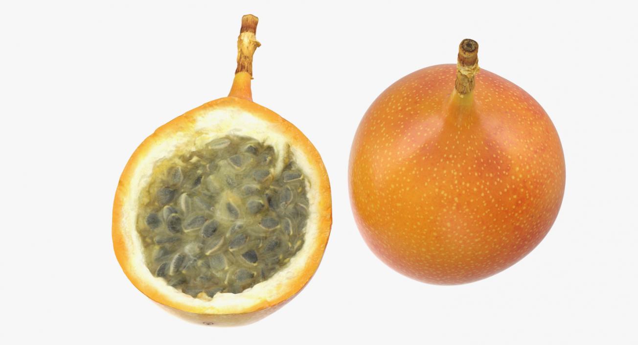 Granadilla Whole and Slice Fruit 3D