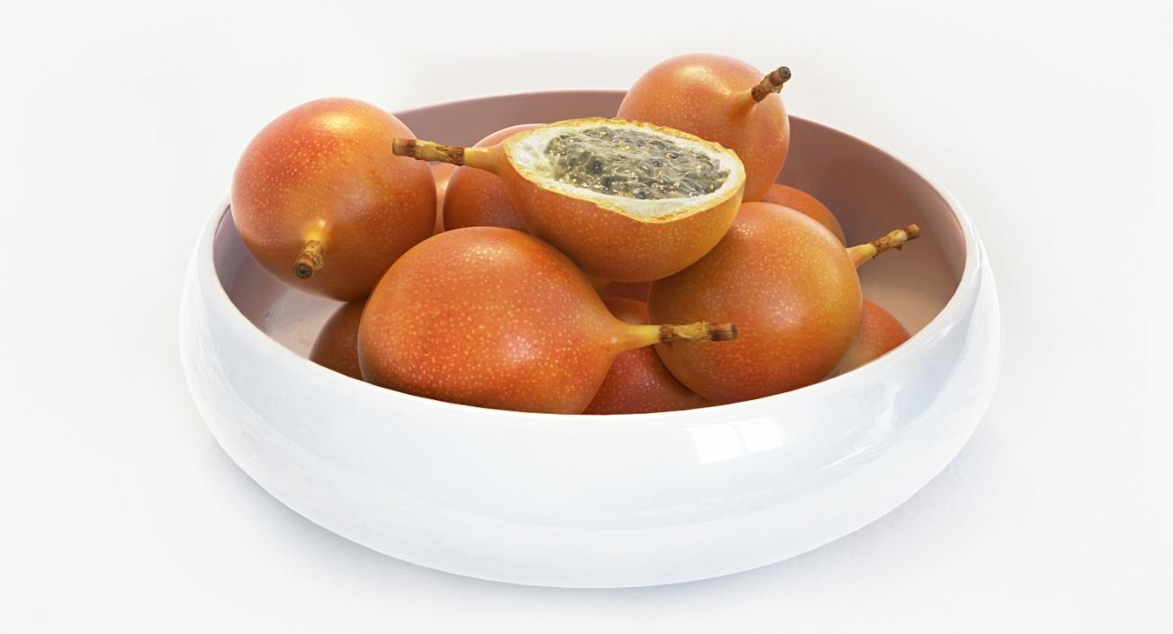 Granadilla Whole and Slice Fruit 3D