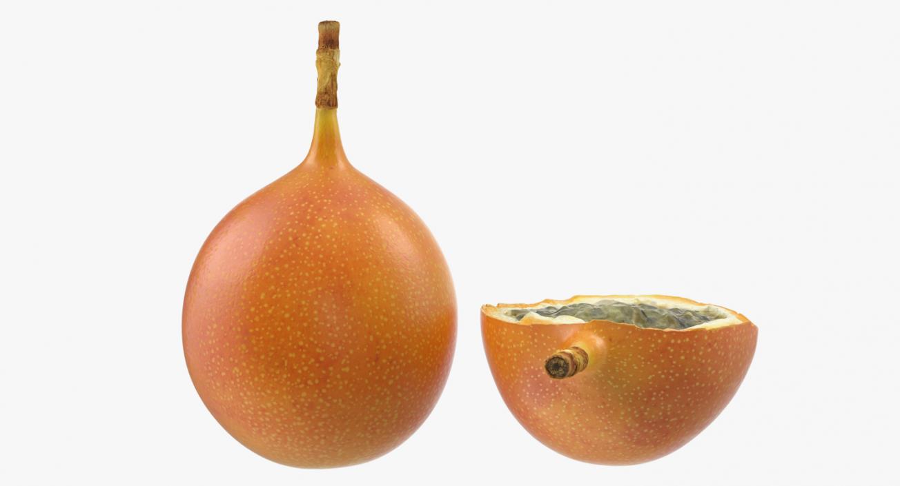 Granadilla Whole and Slice Fruit 3D