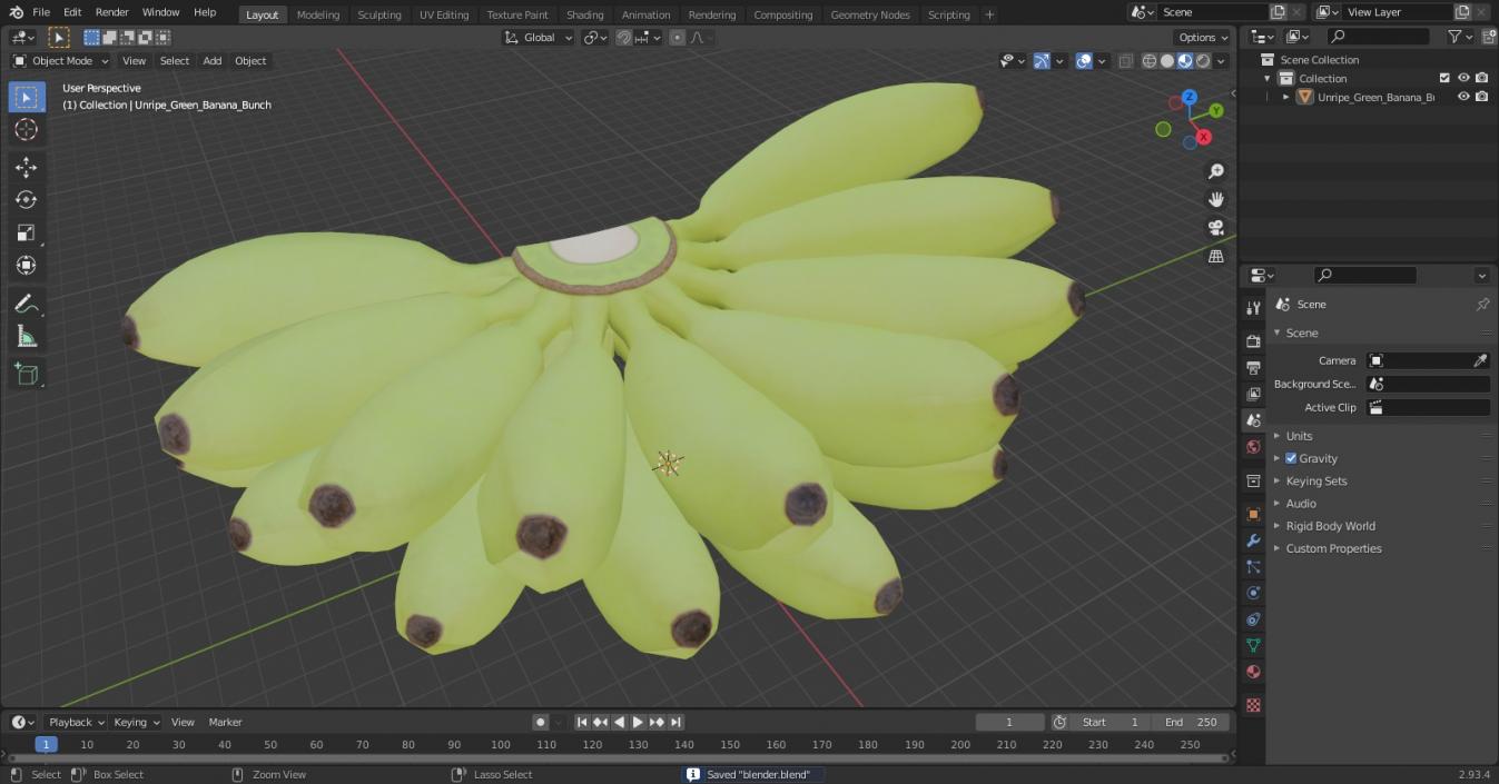 3D model Unripe Green Banana Bunch