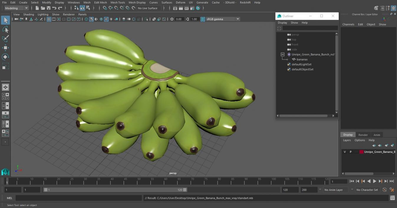 3D model Unripe Green Banana Bunch