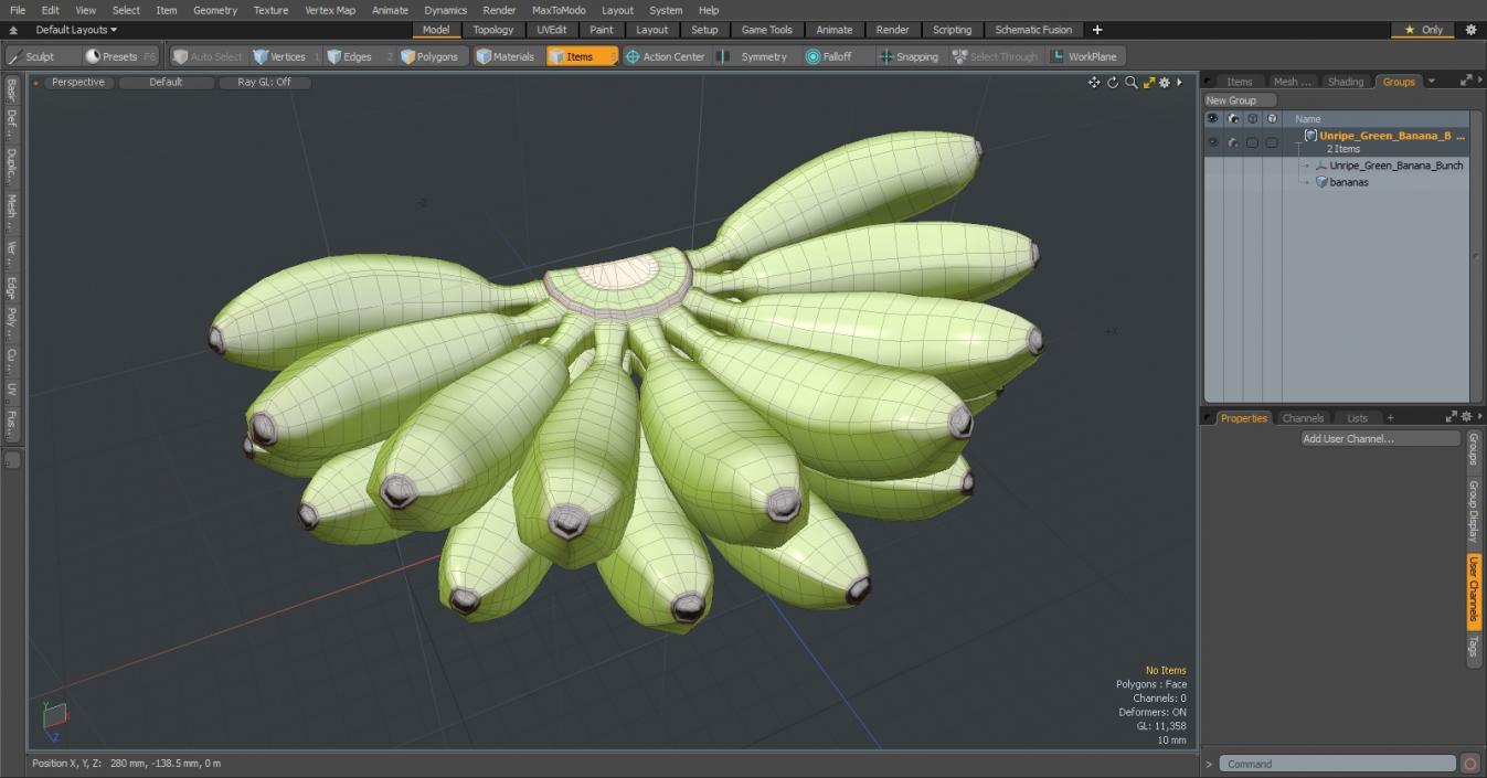 3D model Unripe Green Banana Bunch