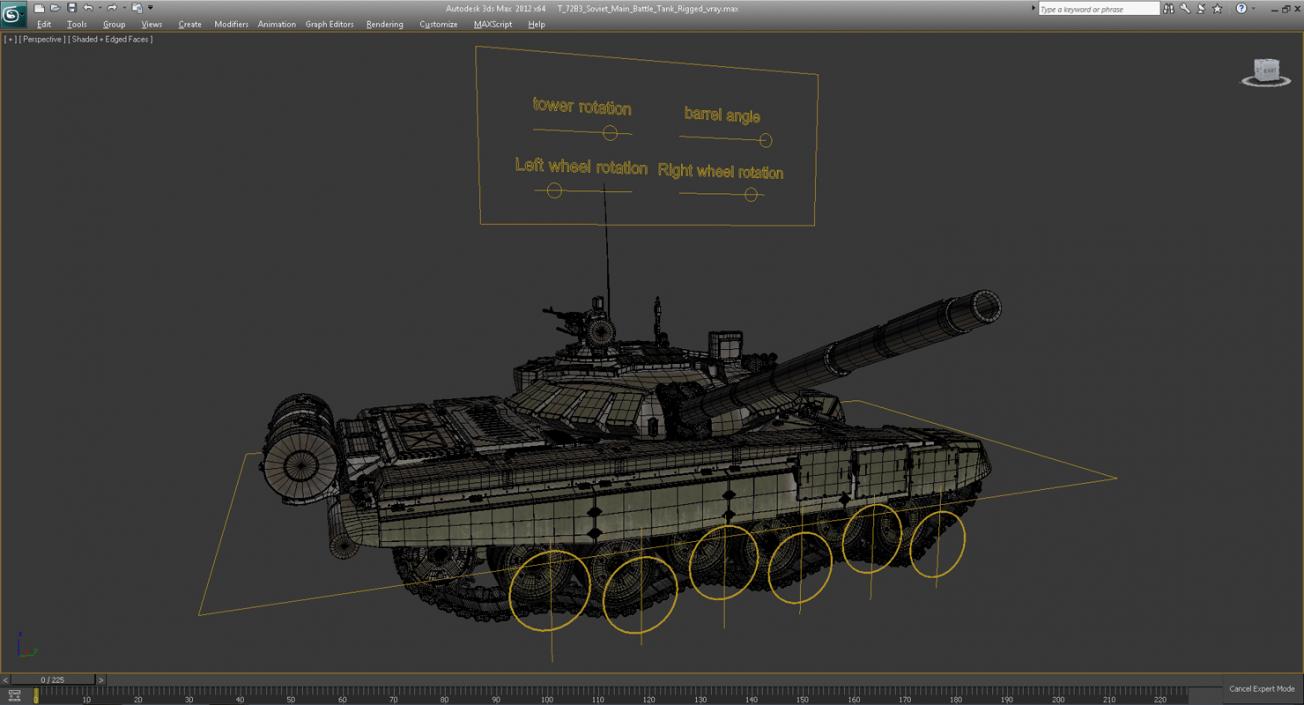 T-72B3 Soviet Main Battle Tank Rigged 3D