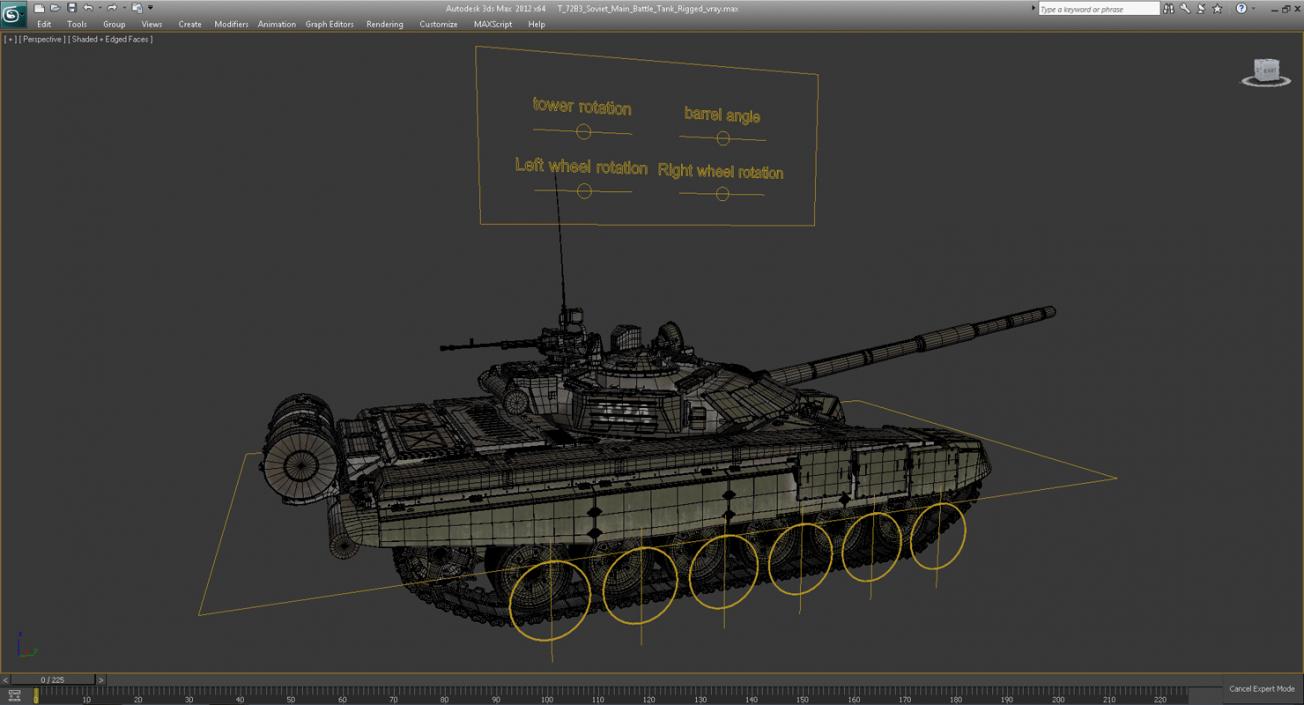 T-72B3 Soviet Main Battle Tank Rigged 3D