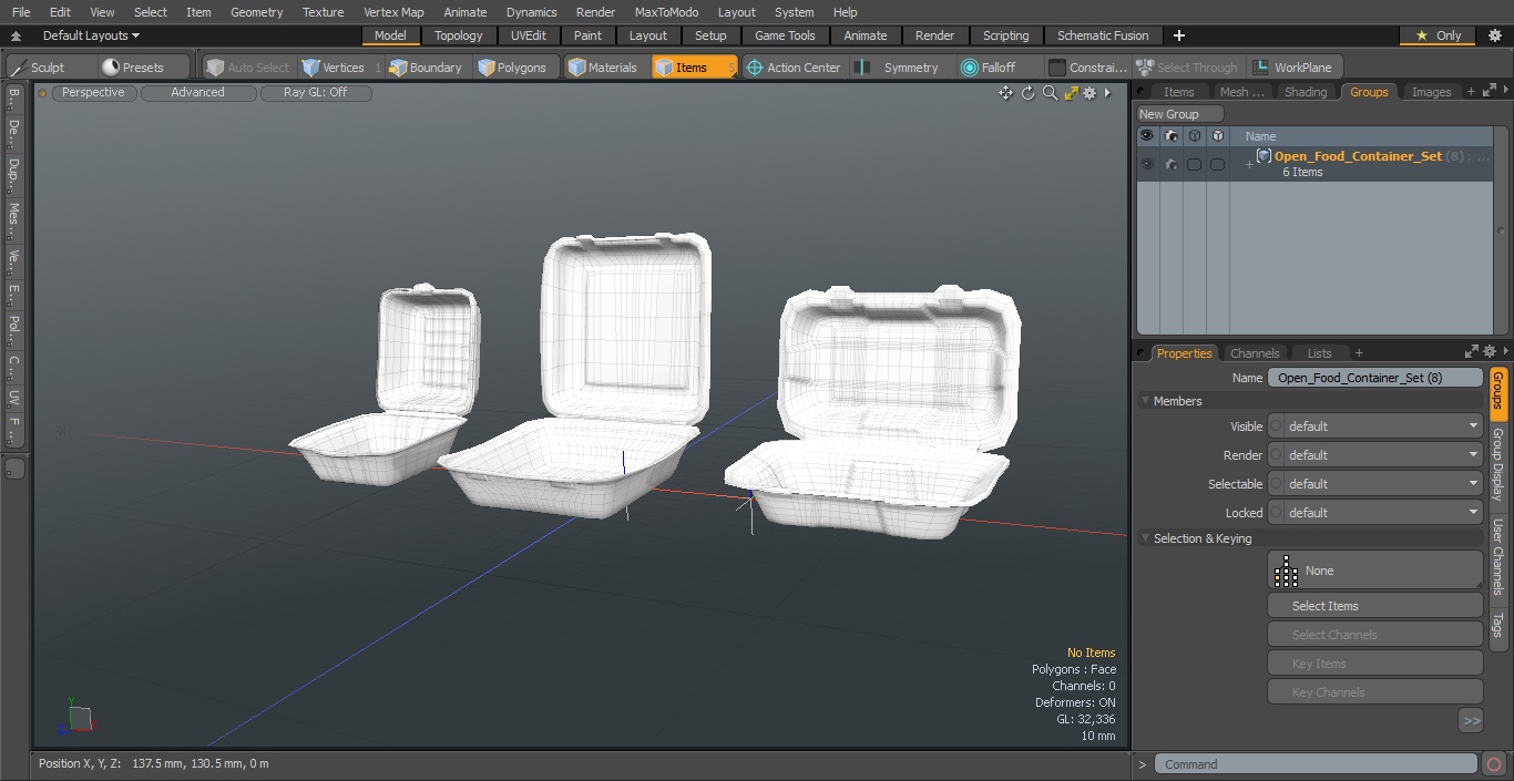 3D Open Food Container Set model