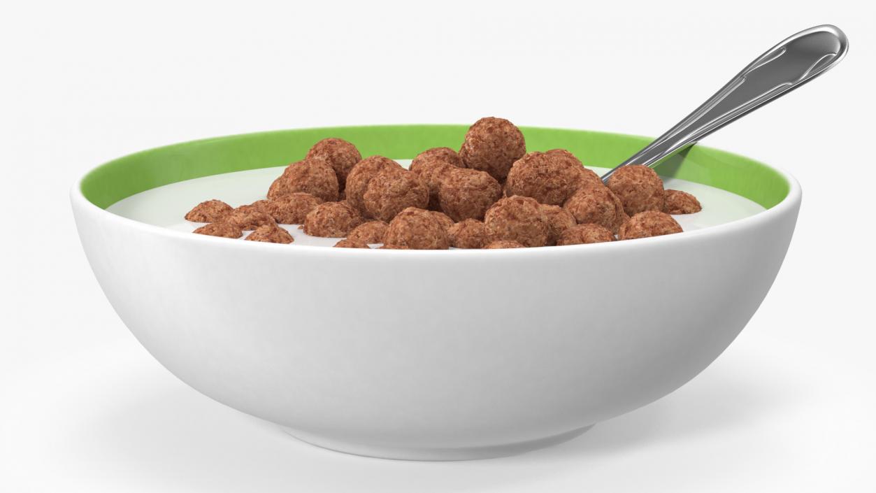 3D model Cereal Chocolate Balls in Bowl with Milk