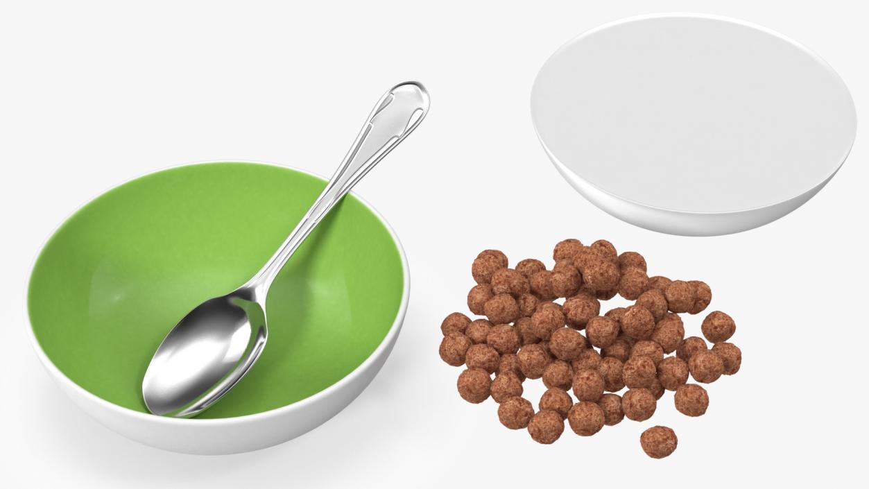 3D model Cereal Chocolate Balls in Bowl with Milk