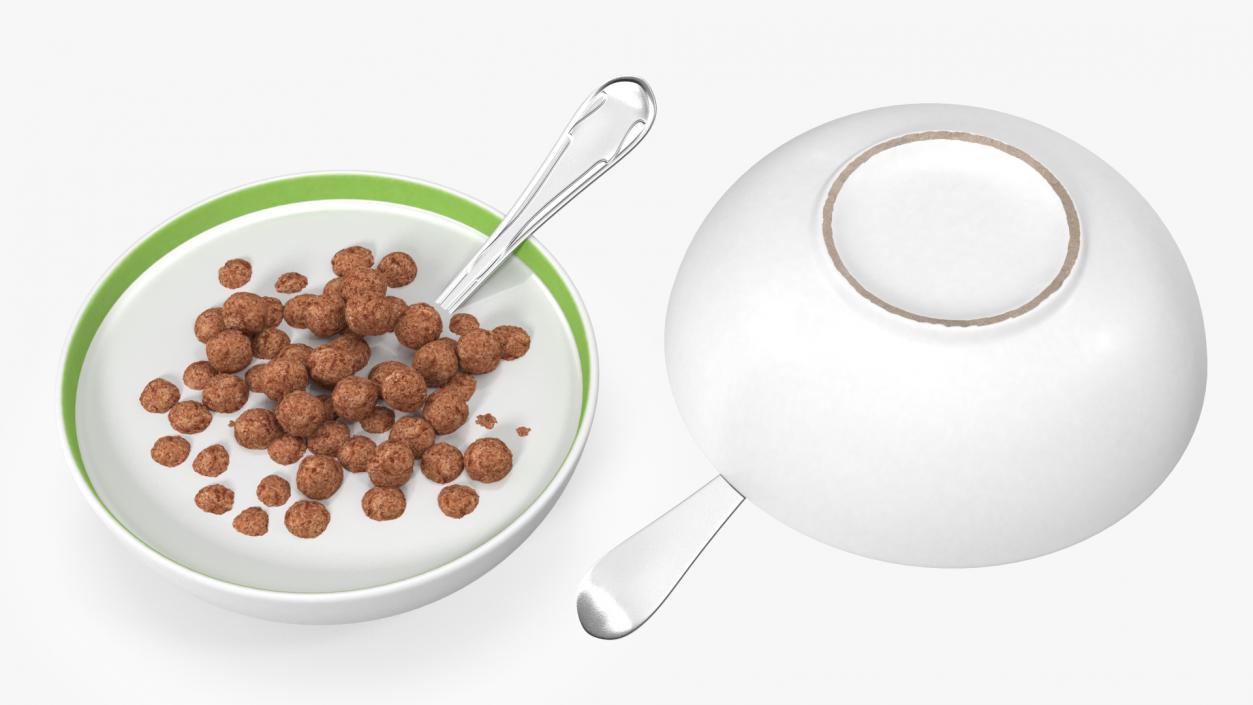 3D model Cereal Chocolate Balls in Bowl with Milk