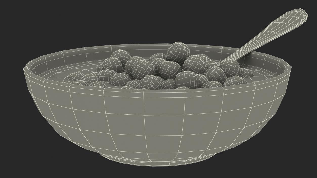 3D model Cereal Chocolate Balls in Bowl with Milk