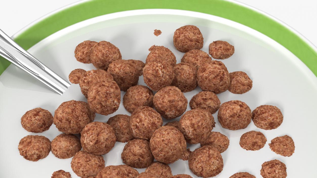 3D model Cereal Chocolate Balls in Bowl with Milk