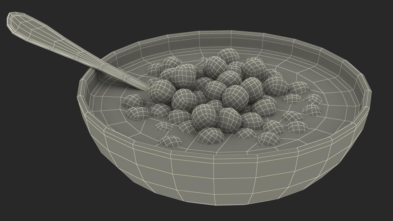 3D model Cereal Chocolate Balls in Bowl with Milk