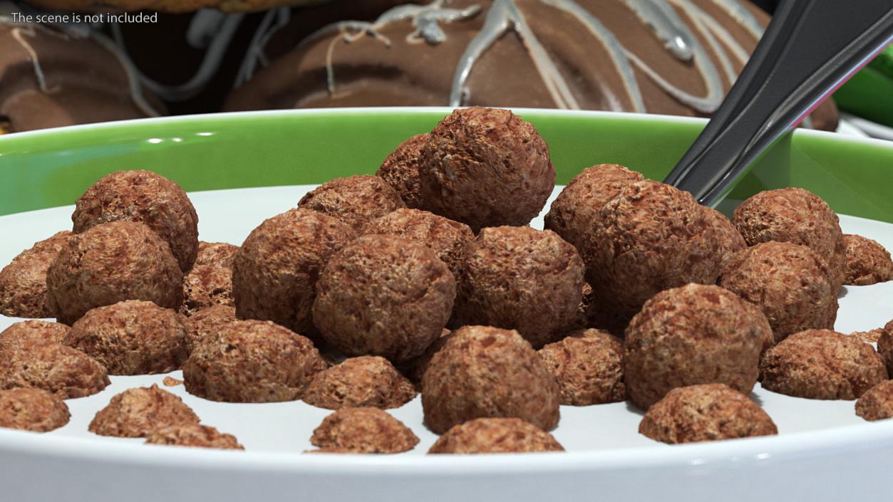 3D model Cereal Chocolate Balls in Bowl with Milk