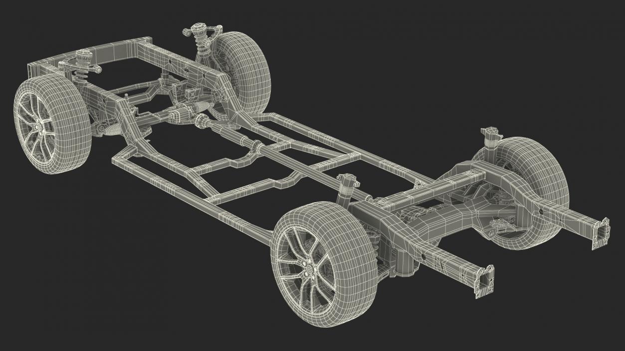 3D Car Frame with Wheels