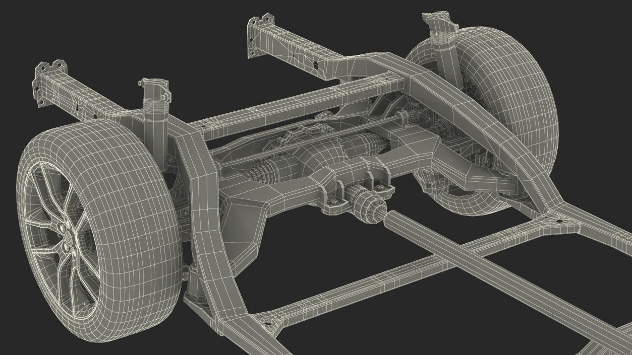 3D Car Frame with Wheels