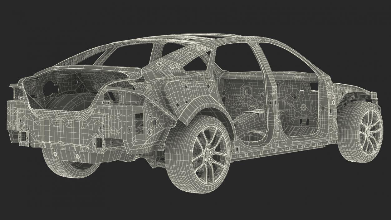 3D Car Frame with Wheels