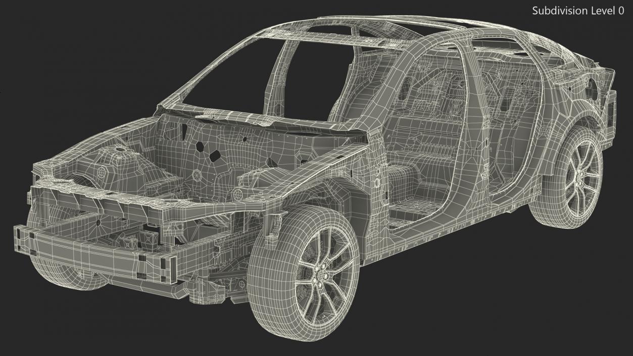 3D Car Frame with Wheels