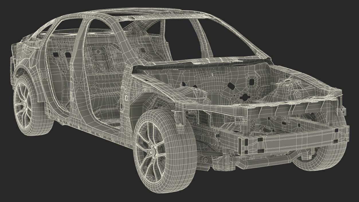 3D Car Frame with Wheels