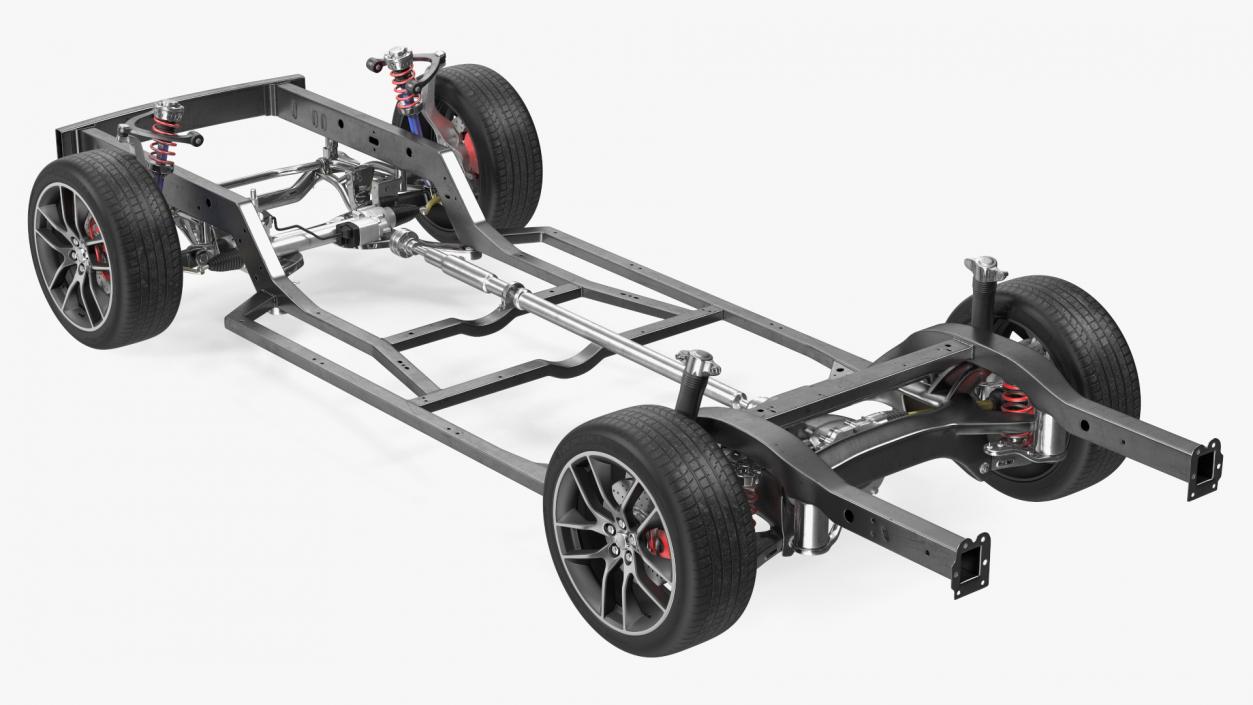 3D Car Frame with Wheels