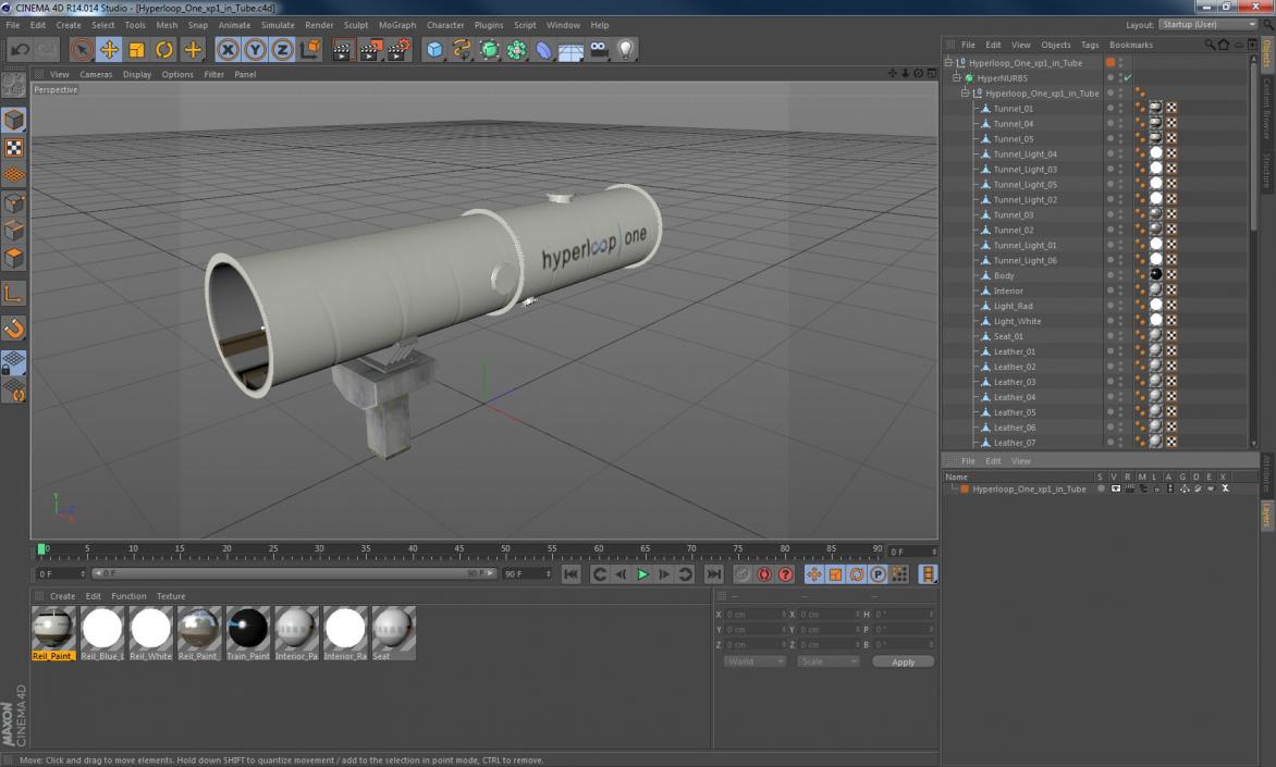 3D model Hyperloop One xp1 in Tube