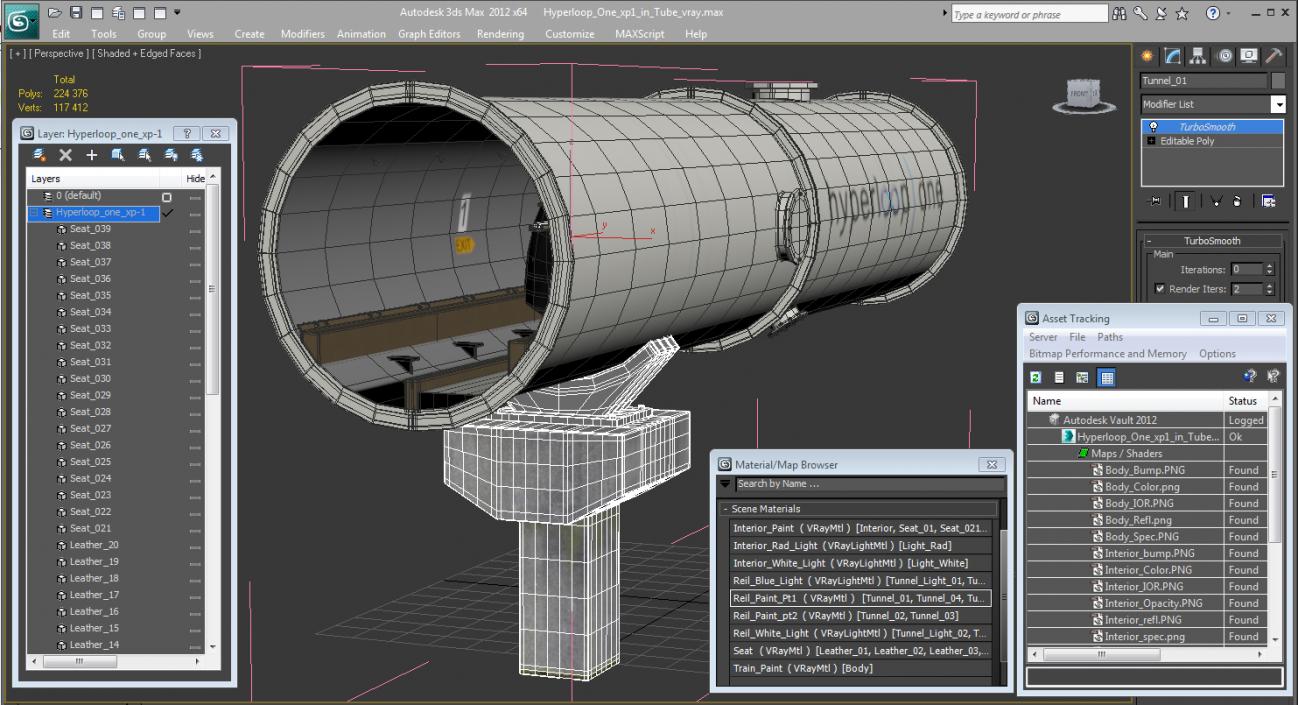 3D model Hyperloop One xp1 in Tube