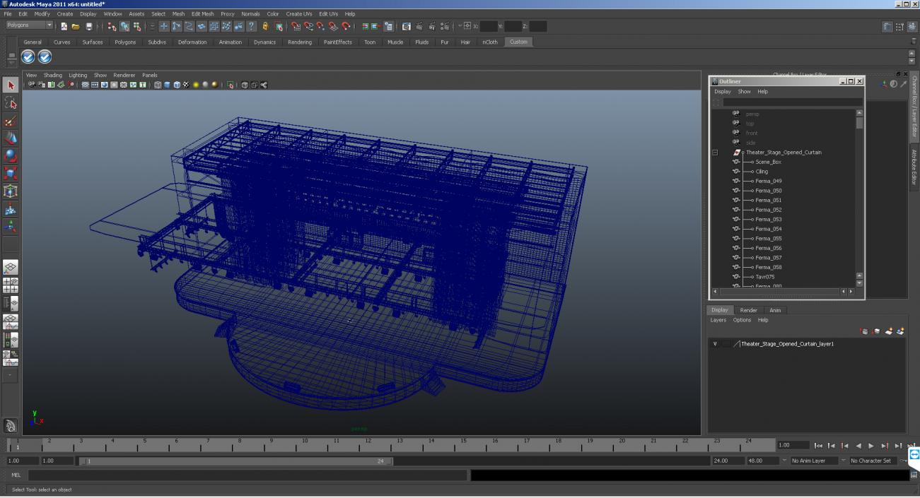 3D Theater Stage Opened Curtain model