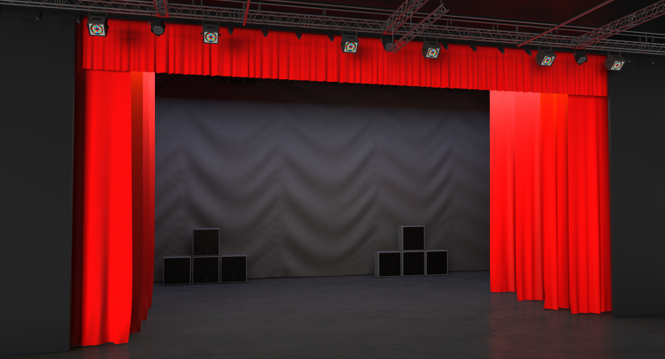 3D Theater Stage Opened Curtain model