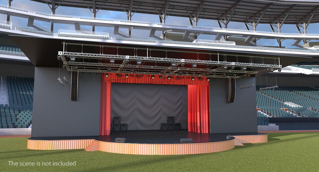 3D Theater Stage Opened Curtain model