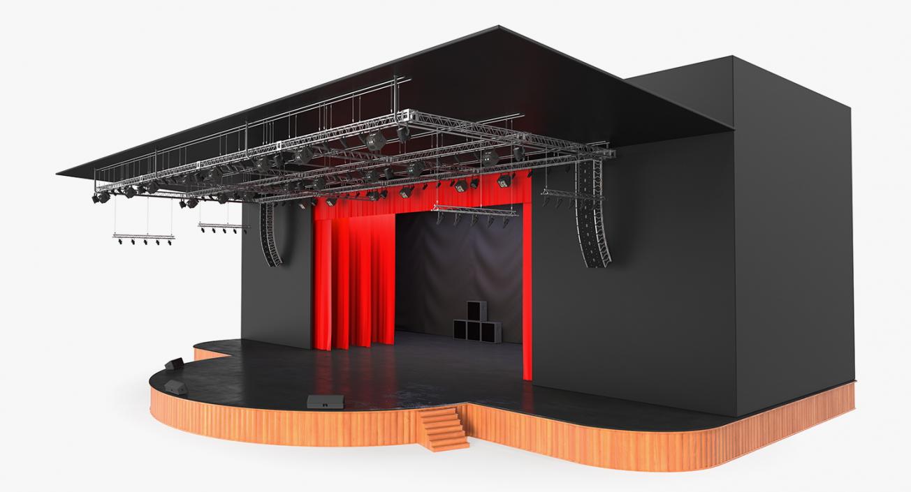 3D Theater Stage Opened Curtain model