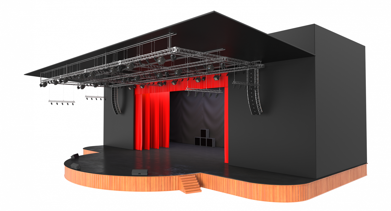 3D Theater Stage Opened Curtain model