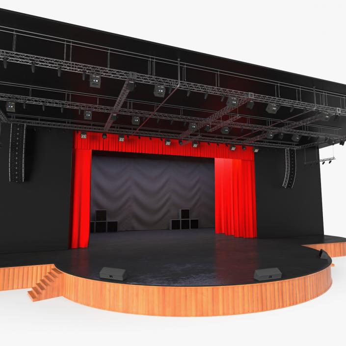 3D Theater Stage Opened Curtain model