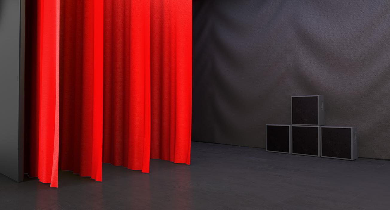 3D Theater Stage Opened Curtain model