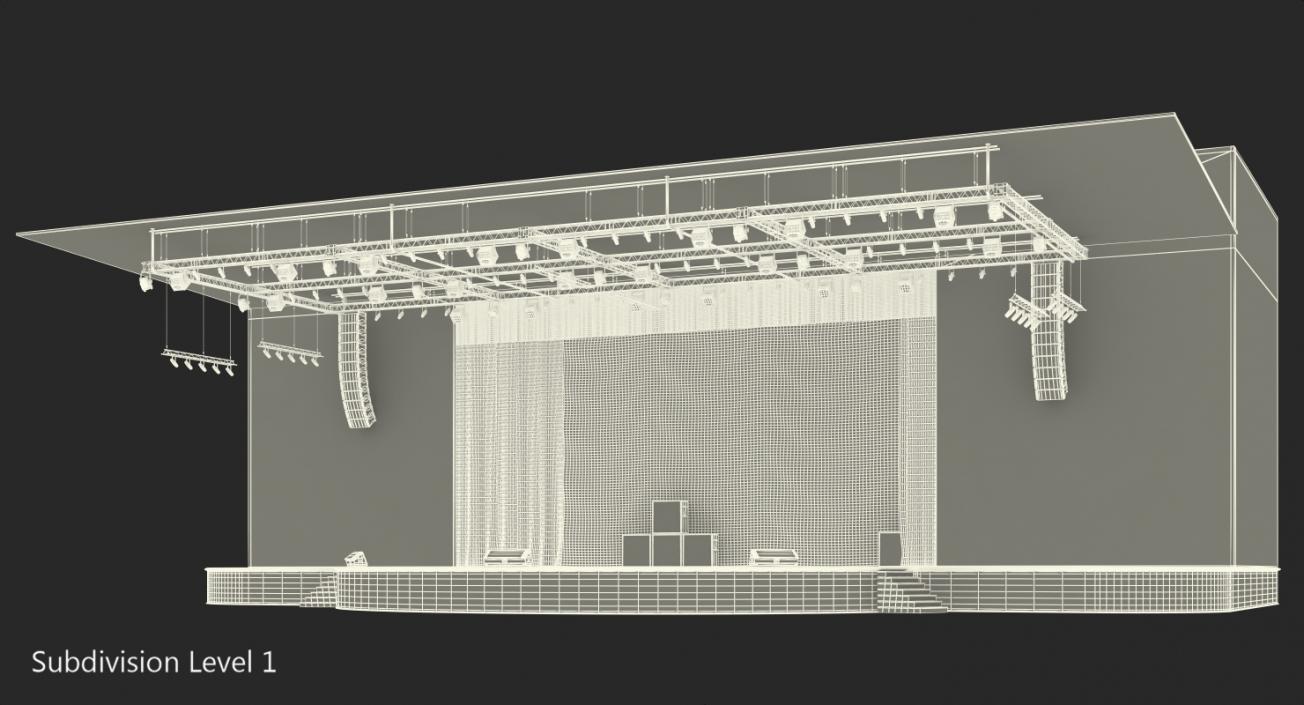 3D Theater Stage Opened Curtain model