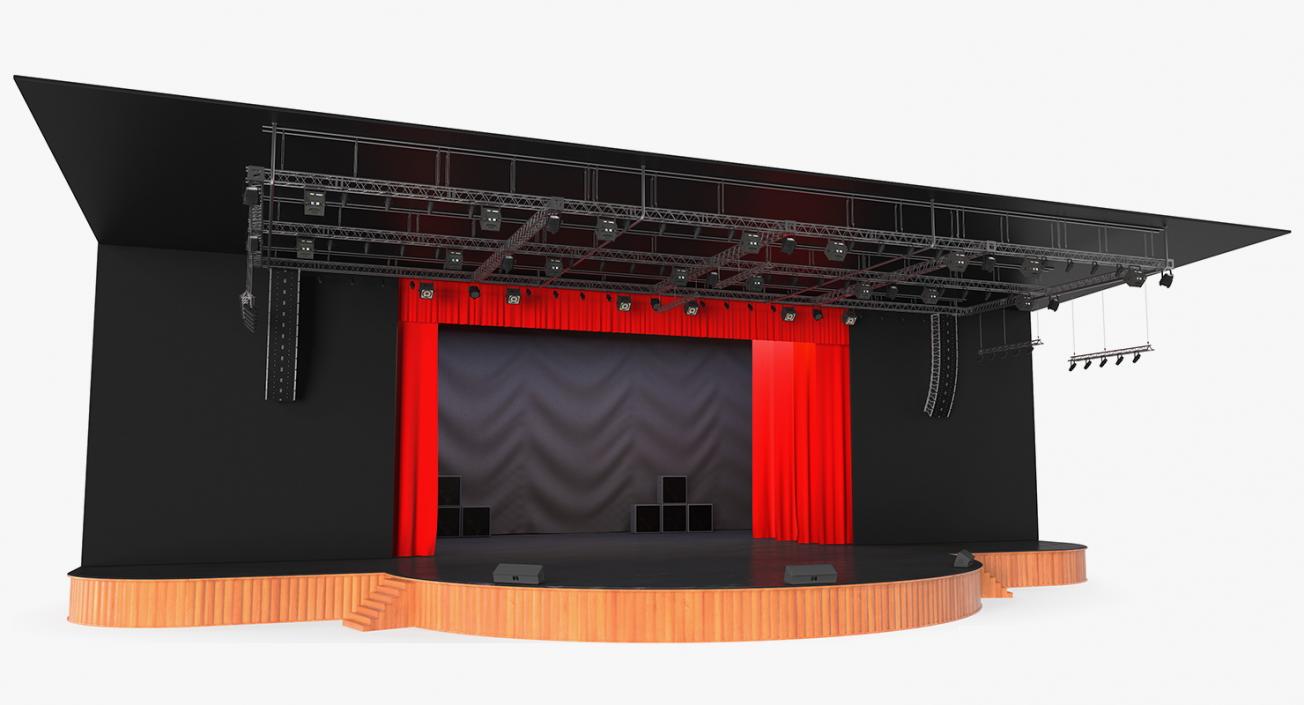 3D Theater Stage Opened Curtain model