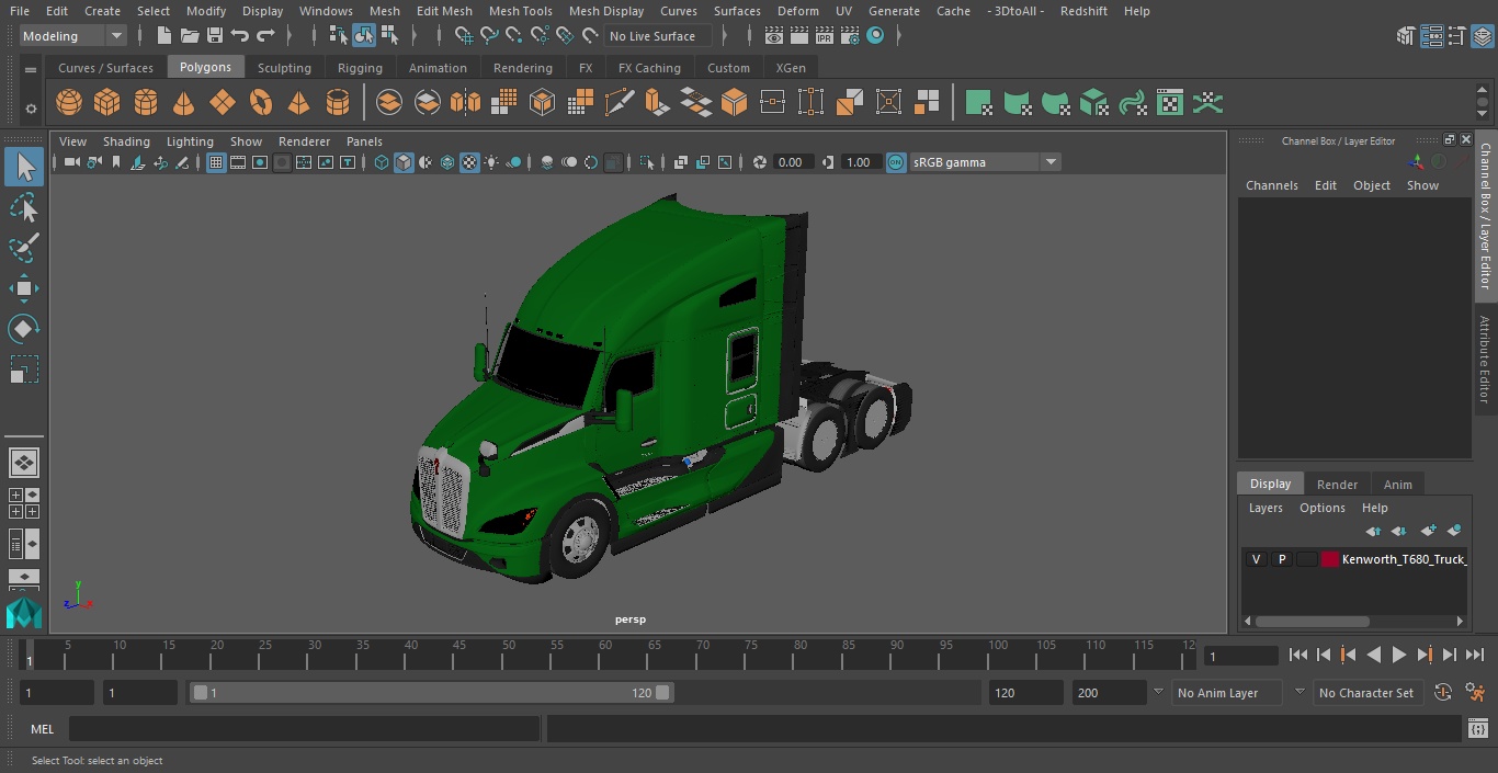 3D Kenworth T680 Truck Exterior Only model