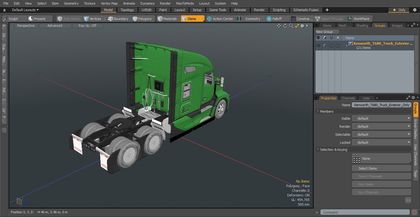 3D Kenworth T680 Truck Exterior Only model