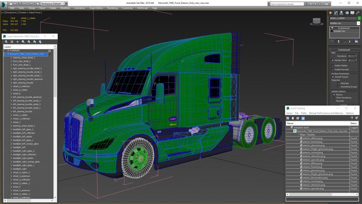 3D Kenworth T680 Truck Exterior Only model