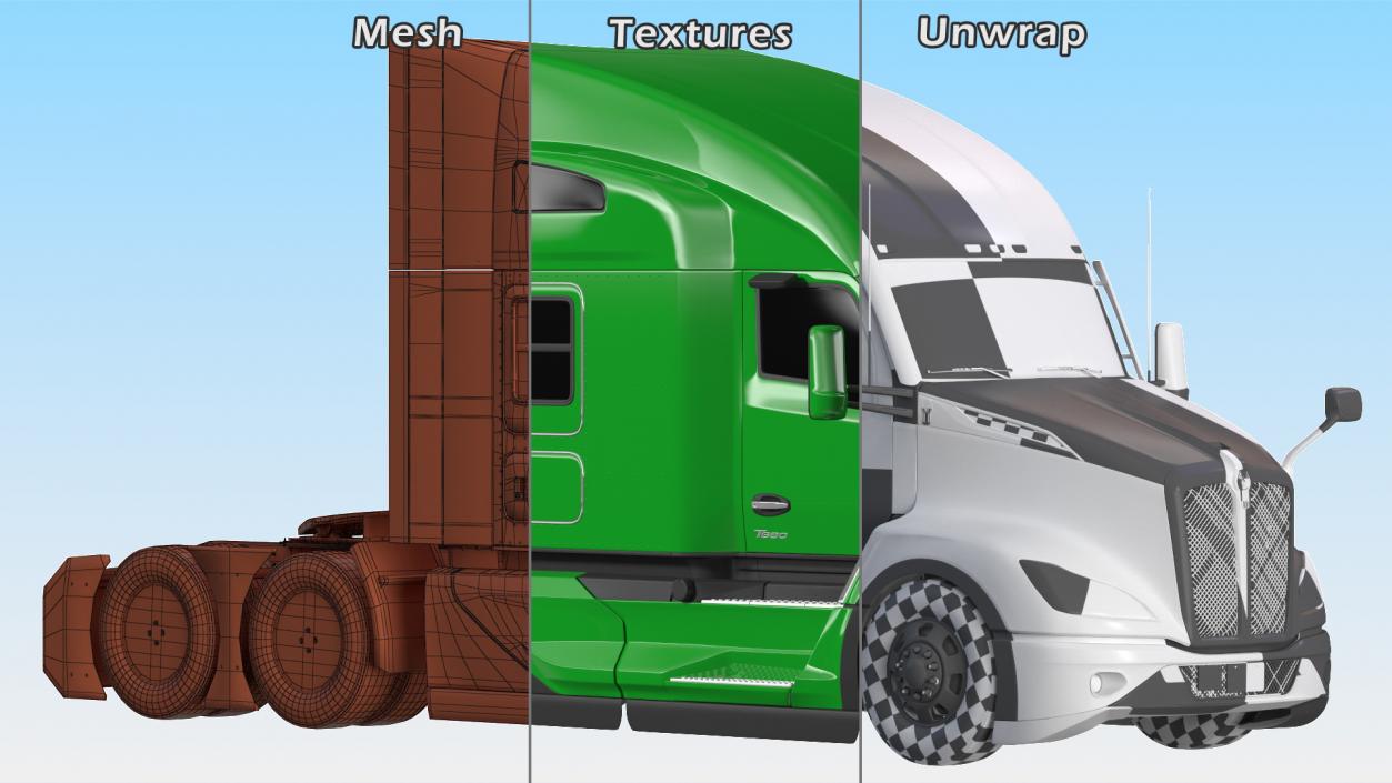 3D Kenworth T680 Truck Exterior Only model