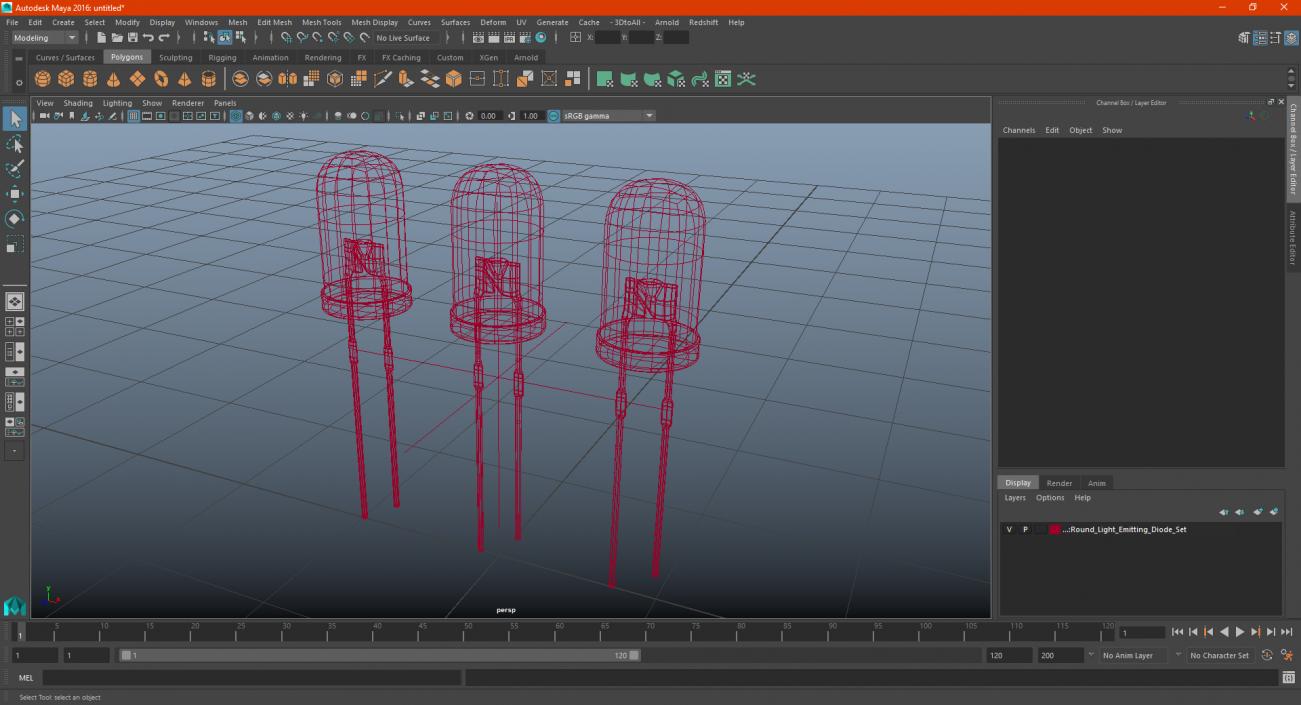 3D model Round Light Emitting Diode Set