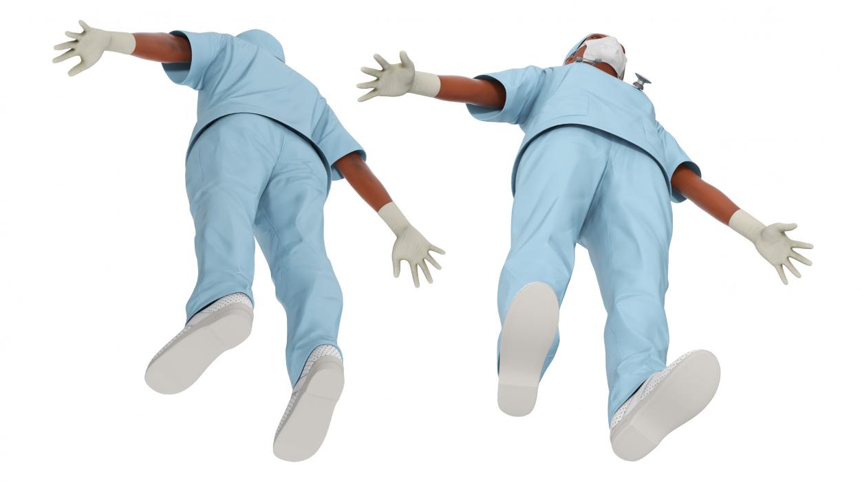 3D Female Nurse with Scrubs and Protective Mask Rigged