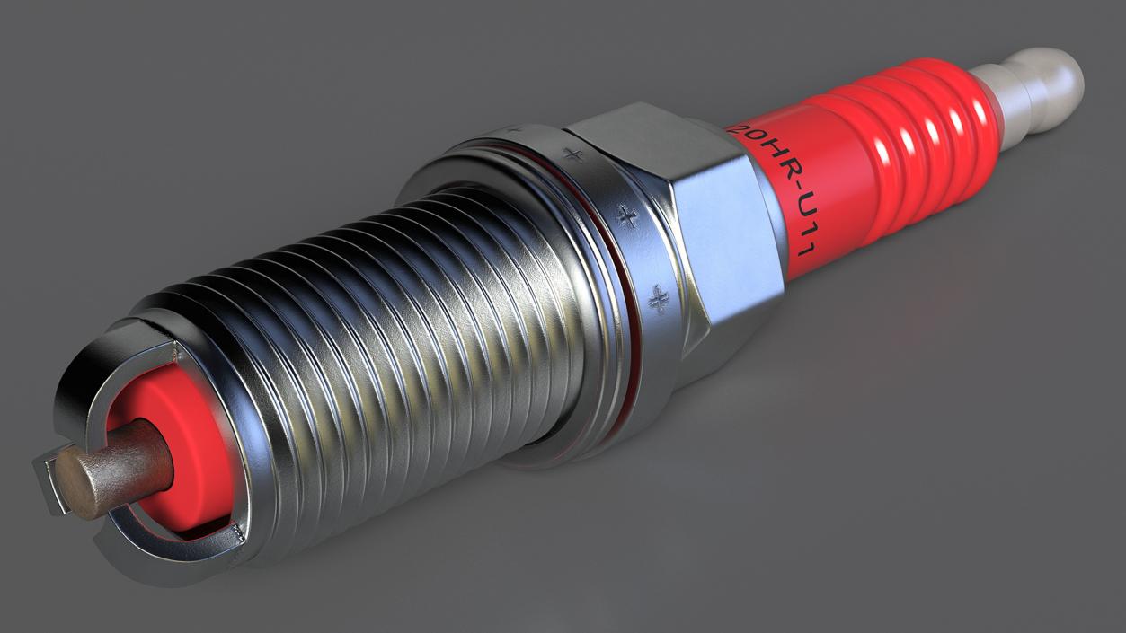 Electrode for Spark Plug 3 Stroke Red 3D