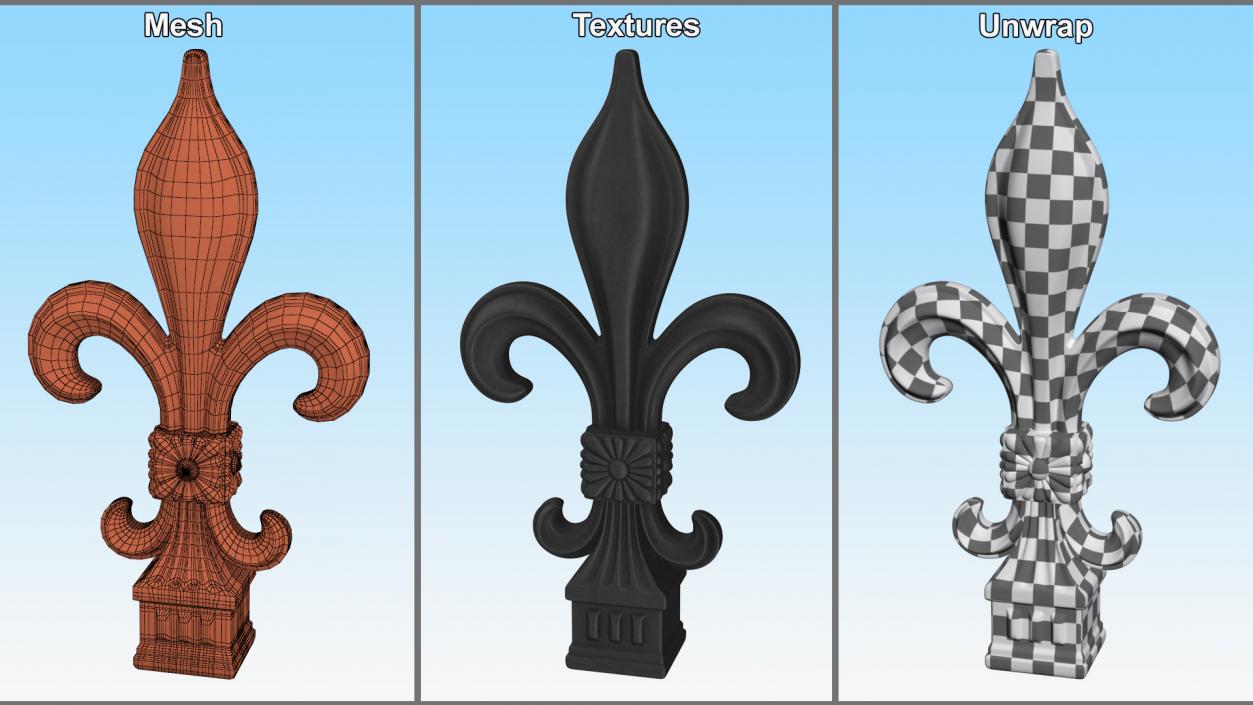 3D Fleur De Lis Sculpture Black model