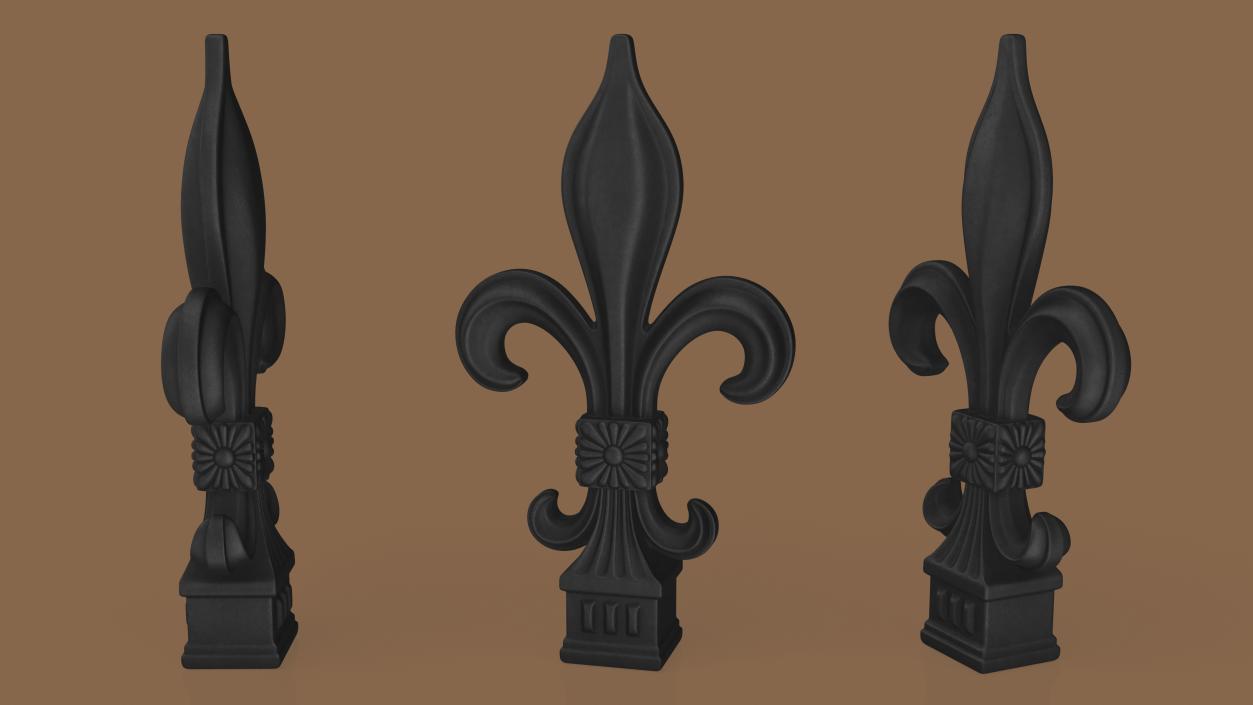 3D Fleur De Lis Sculpture Black model