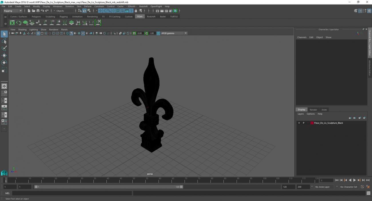 3D Fleur De Lis Sculpture Black model