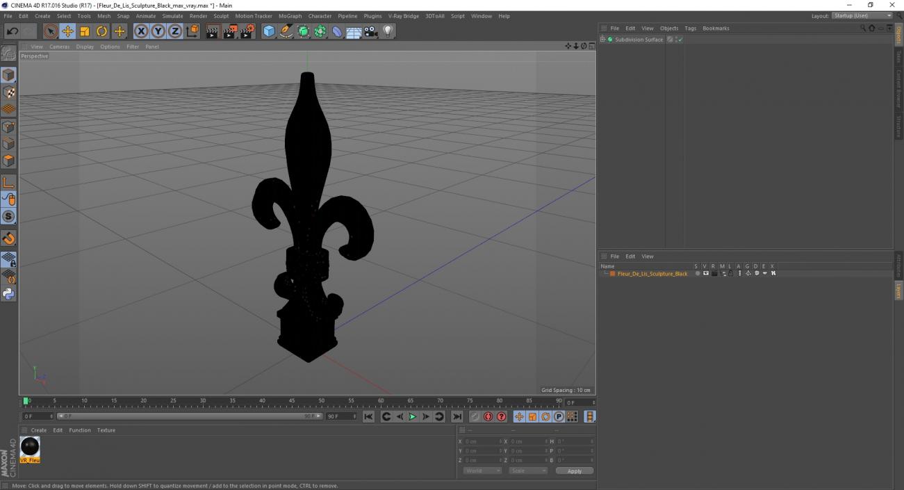 3D Fleur De Lis Sculpture Black model