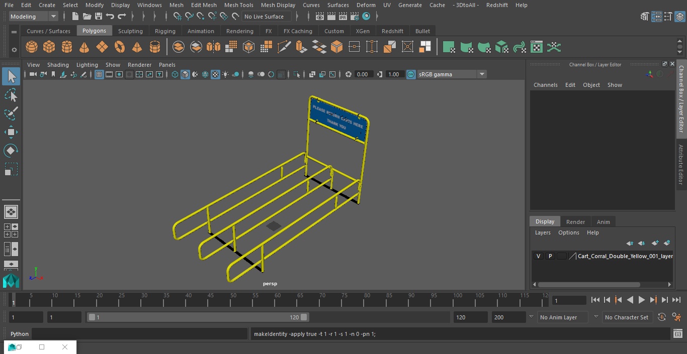 3D model Cart Corral Double Yellow