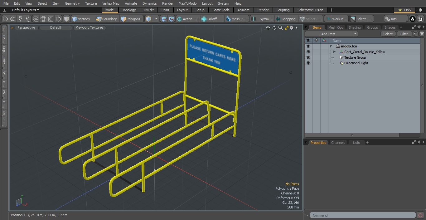 3D model Cart Corral Double Yellow