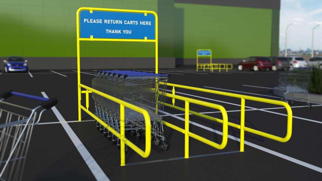 3D model Cart Corral Double Yellow