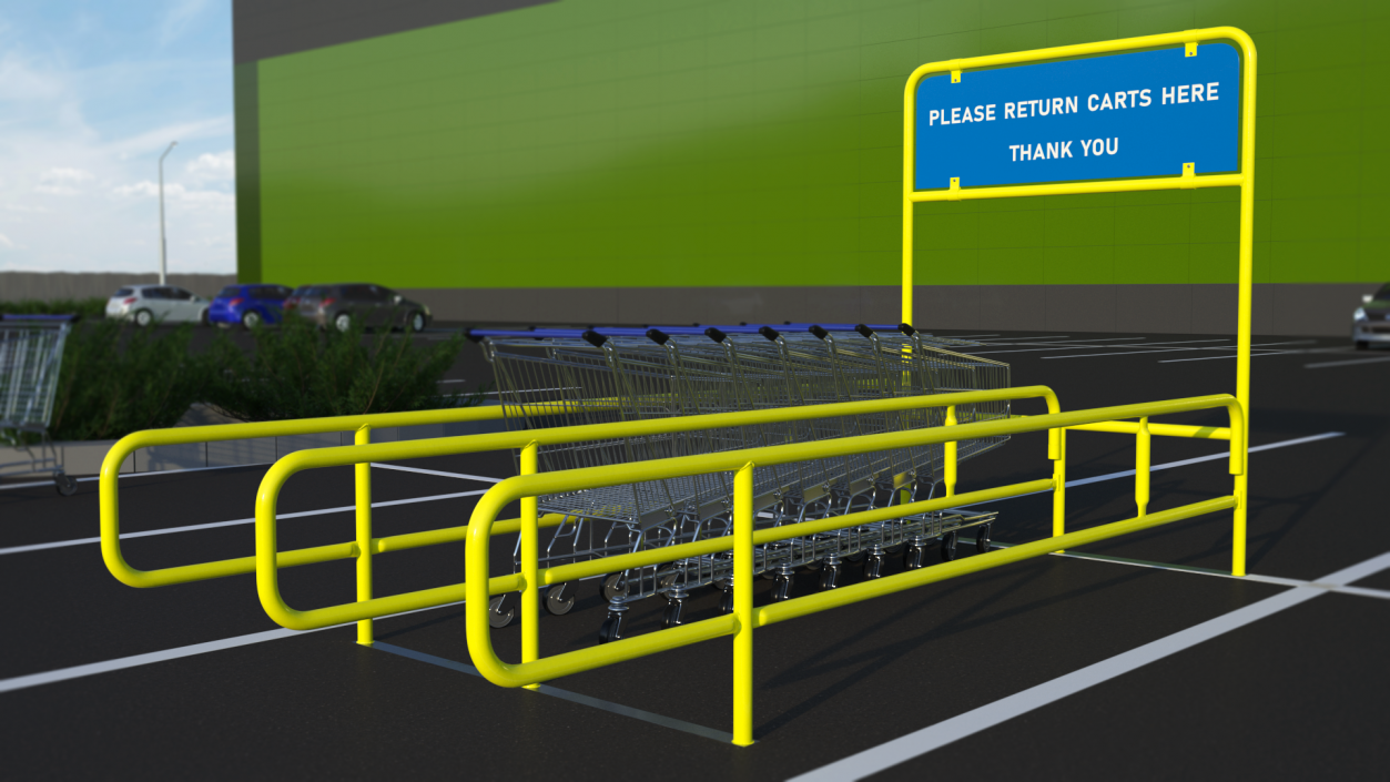 3D model Cart Corral Double Yellow