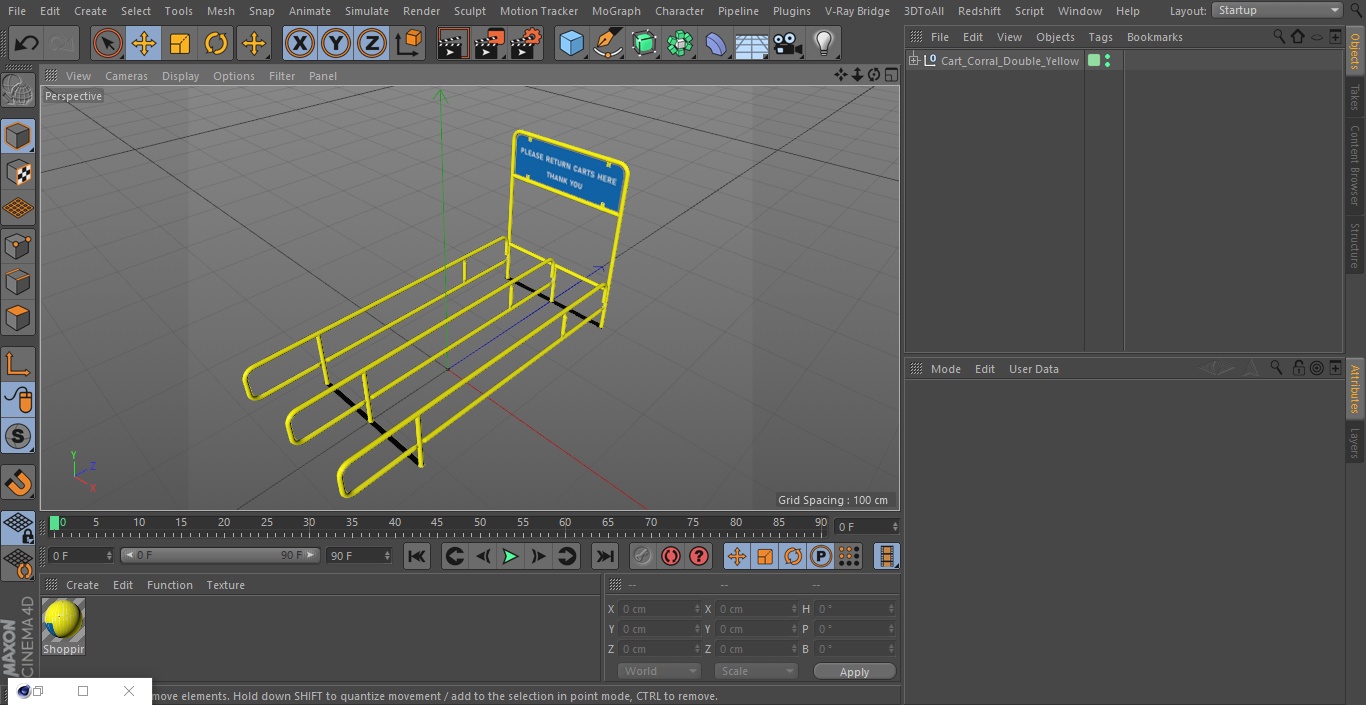 3D model Cart Corral Double Yellow