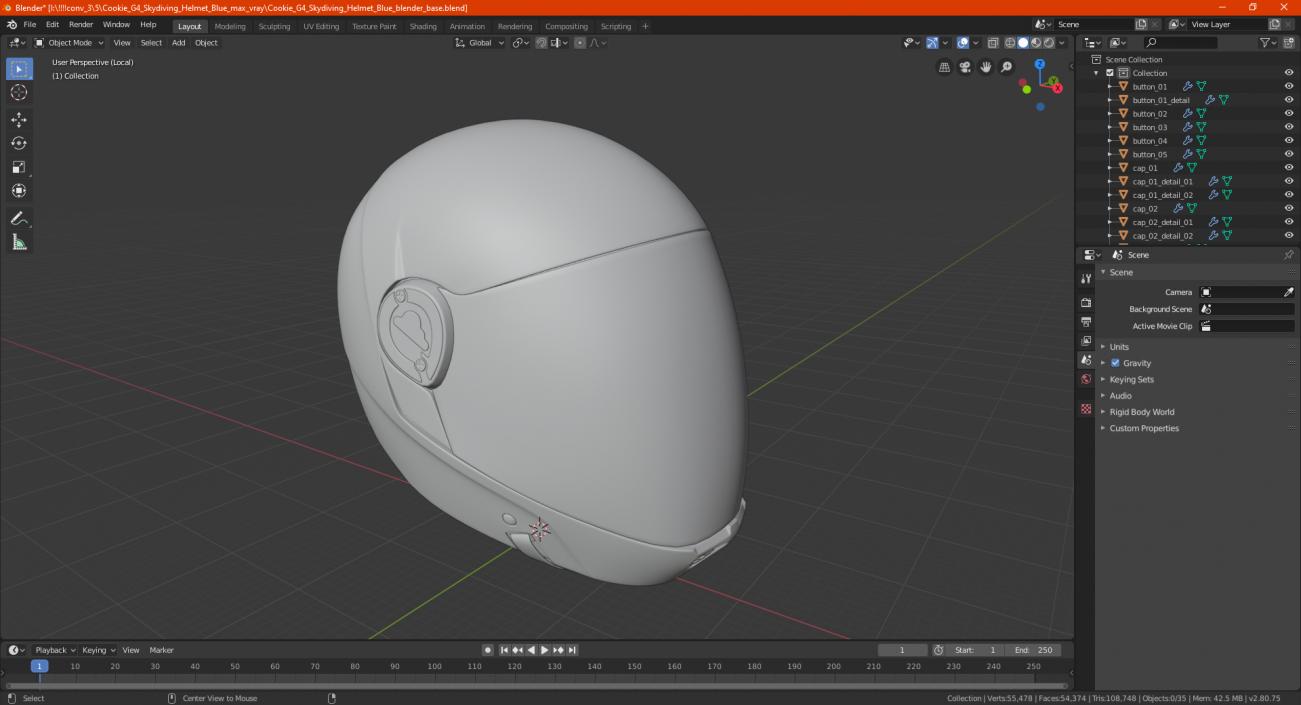 3D Orange Skydiving Helmet model